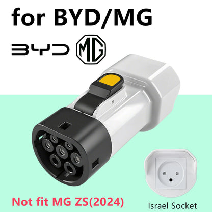 Type2 V2L Discharger Adapter Israel Socket Electric Vehicle Discharge for BYD Atto 3 MG Jaecoo J7 Geely Starray XPENG G6