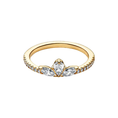 2026 New 925 Silver Sparkling Heart Princess Crown Heart-to-Heart Ring Fashion DIY Charm Jewelry Exquisite Gift