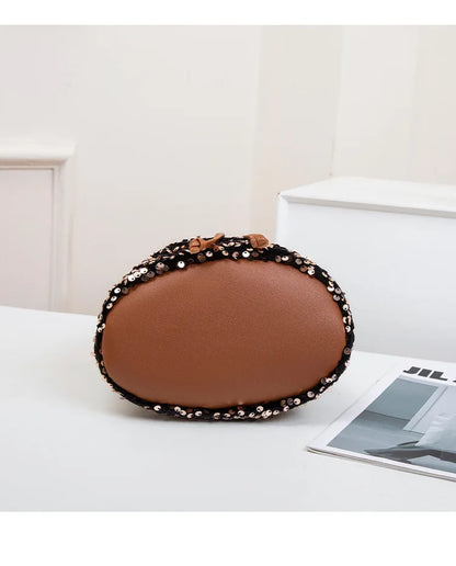 New Chic Multicolor Sequin Shing Shoulder Bag Fashion Versatile Handbag Drawstring Bucket Bag Large Capacity Wallet Purse Bags
