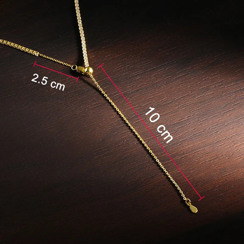 KNOBSPIN 2mm Moissanite Tennis Necklaces for Women Solid s925 Silver Adjustable Choker Chain Wedding Diamond Rhinestone Necklace