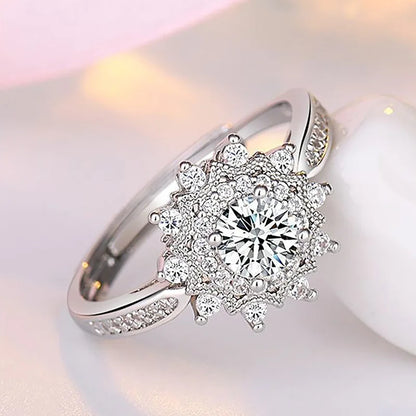 Original 925 Sterling Silver Ring High Quality Adjustable Opening AAA Zircon For Women Wedding Fine Fashion Jewelry Gift
