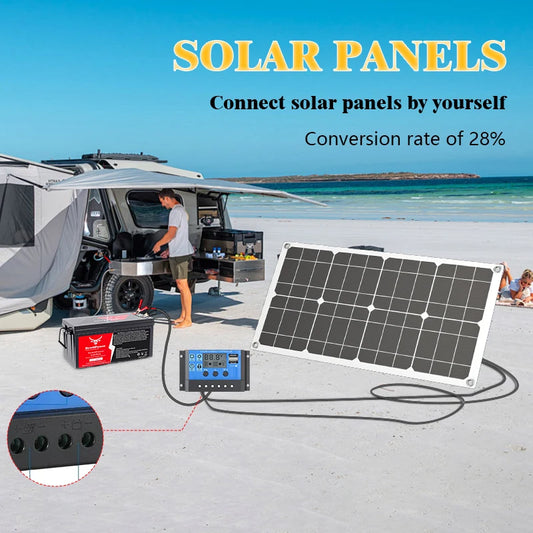 600W Solar Panel Kit 12V/18V with Controller - Portable High-Efficiency Charger for Camping RV Phone Power Station Off-Grid