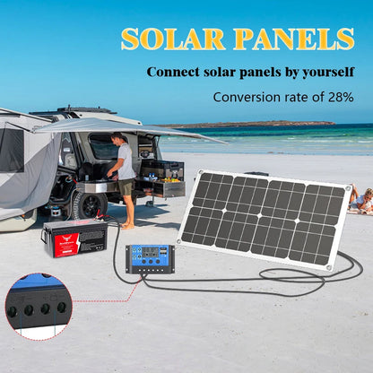 600W Solar Panel Kit 12V/18V with Controller - Portable High-Efficiency Charger for Camping RV Phone Power Station Off-Grid