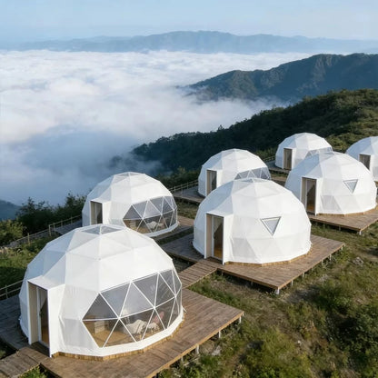 Wholesale Prices Tents New Luxury Outdoor Glamping Hotel 7m 8m 9m Geodesic Dome Tent With Bathroom