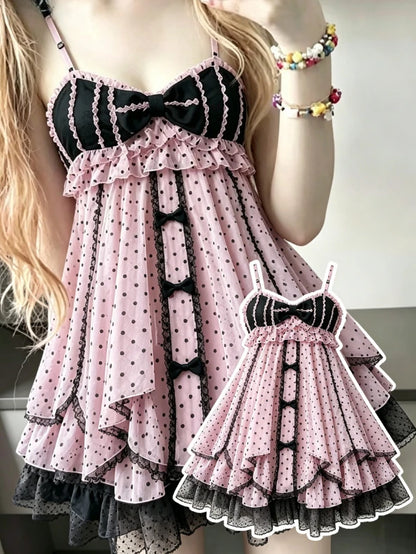 Lace Purple Dot Mini Dress Women Floral Dress Elegant Casuak Y2k Boho Kawaii Vintage One Piece Dress Korean Fashion Vintage Chic