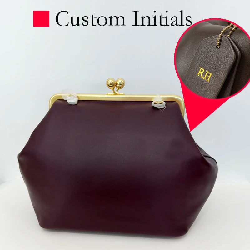 Classic Large Capacity Kisslock Frame Clip Bags For Women Luxury Designer Handbags Purses 2026 New In PU Lock Underarm Shoulder