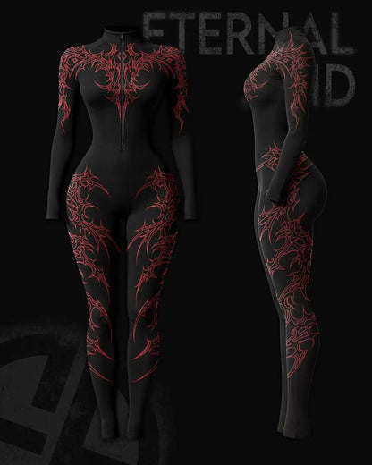 European and American popular zippered long-sleeved trouser jumpsuit slim fit hip-lifting sportswear yoga wear