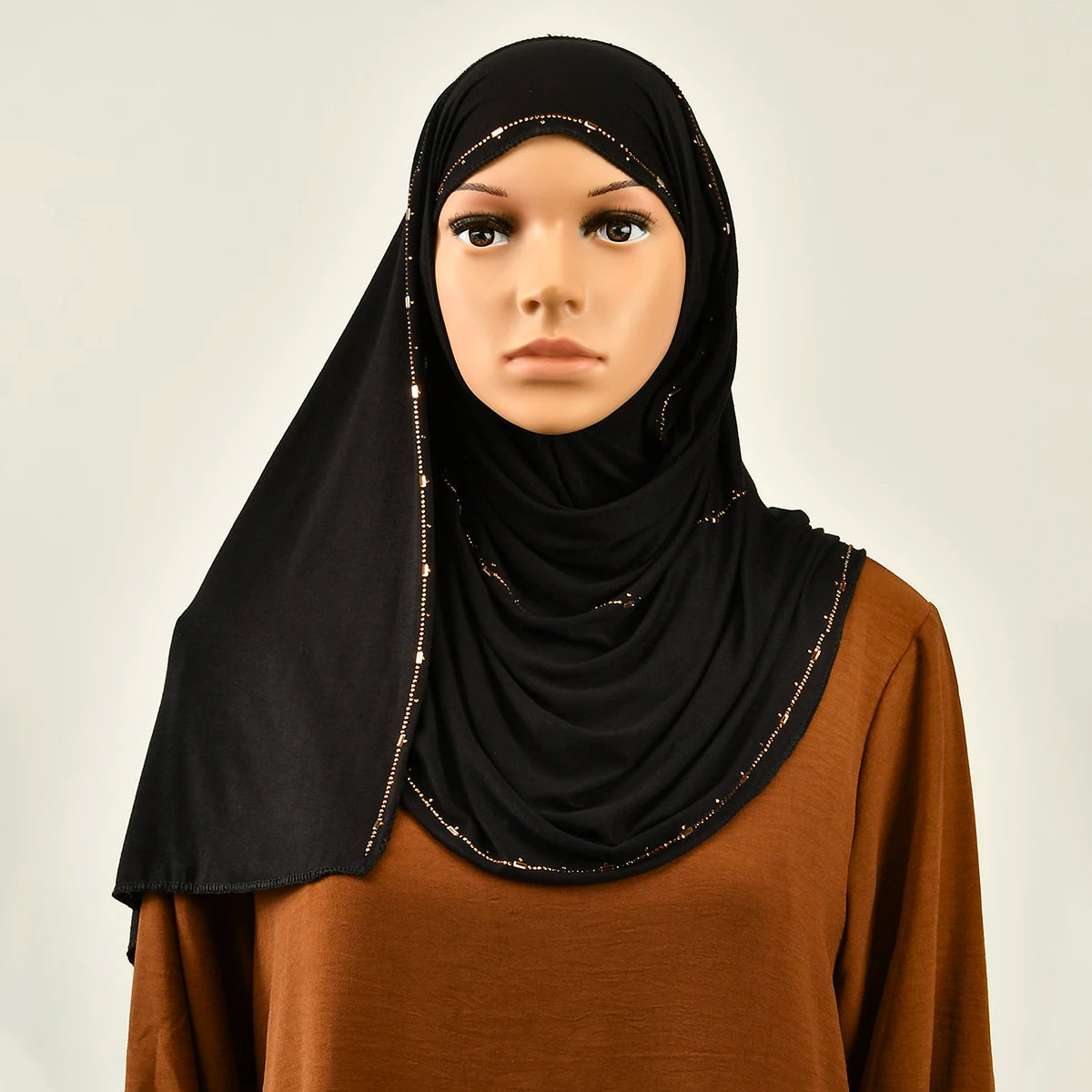 Rhinestone Modal Cotton Jersey Hijab Scarf For Women Stretch Shawl Plain Muslim Headband Fashion Solid Color Long Muffler