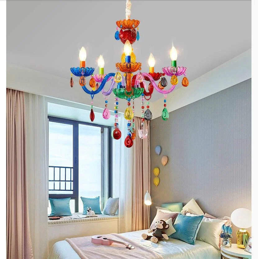 Modern Makaron Colorful Crystal Chandelier Lights Crystal Decora Lighting AC Guaranteed 100% Crystal Pendant Lamp