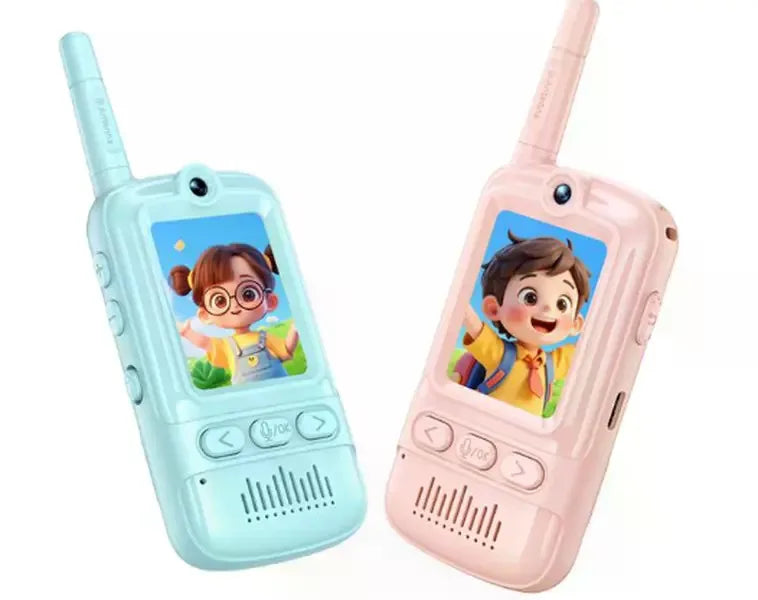 Kids Video Walkie‑Talkies, 2 Pack Rechargeable Video Intercom with HD Camera & Voice, Portable Two‑Way Radio Toy for Boys Girls 3‑14, Indoor Outdoor Camping Hiking Games, Blue & Pink