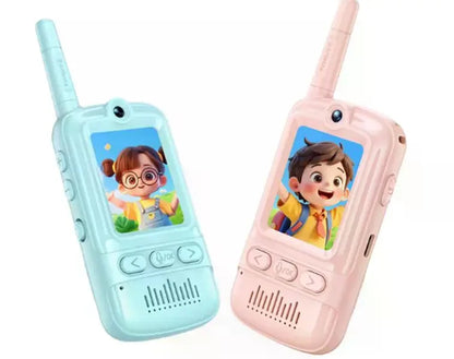 Kids Video Walkie‑Talkies, 2 Pack Rechargeable Video Intercom with HD Camera & Voice, Portable Two‑Way Radio Toy for Boys Girls 3‑14, Indoor Outdoor Camping Hiking Games, Blue & Pink