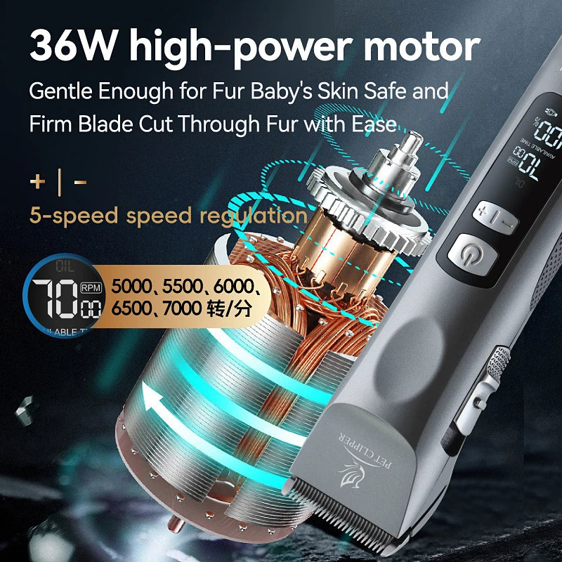 Fenice Cordless Rechargeable Pet Clipper Low Noise Professional Pet Hair Cutting Machine Grooming Trimmer Shaver Kit for Animals