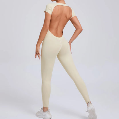 2025 Yoga Jumpsuit Fitness Sports Overalls Gym Clothing Set Wear Pilates Workout Clothes Women Short Sleeves Outfit Activewear