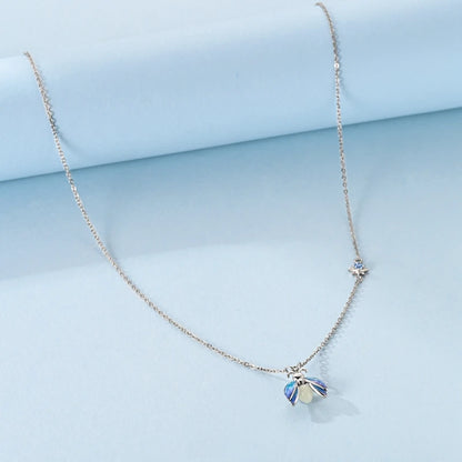 Luxury Necklace 925 Silver Original Sterling Zircon Dragonfly Butterfly Firefly Star Moon Chain Link For Women Wedding Jewelry