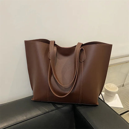 Retro Faux Leather Shoulder Bag, Large Capacity Office Commuter Handbag,Top Handle Purse Durable Work Laptop Tote Bags for Women