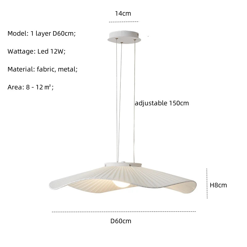 Modern Simple Fabric Led Pendant Lights Dining Room Nordic Chandelier Lamp Bar Hanging Lamp Home Decor Dimmable Light Lamparas