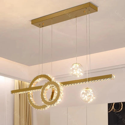Modern home decoration salon lamps for living room smart crystal Pendant lights dining room indoor lighting