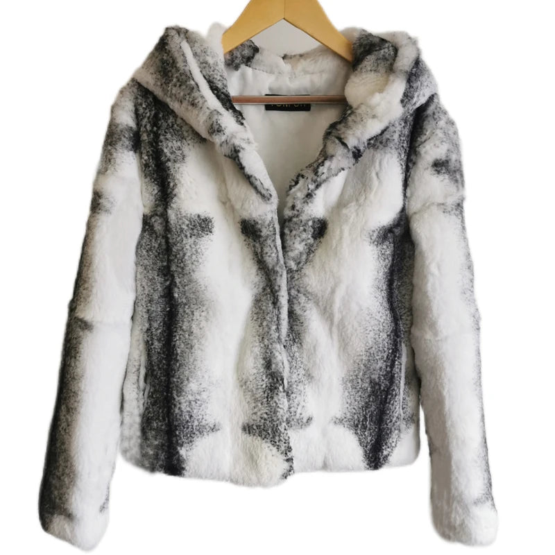 2025 New Genuine Real Rabbit Fur With Hood Overcoat For Women Genuine Luxury High Qualiry Factory Full Natural Ladies Jacker