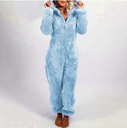 Jumpsuits women 2026 rompers autumn winter fleece thickened woolen jumpsuits hooded pajamas jumpsuits women's clothing