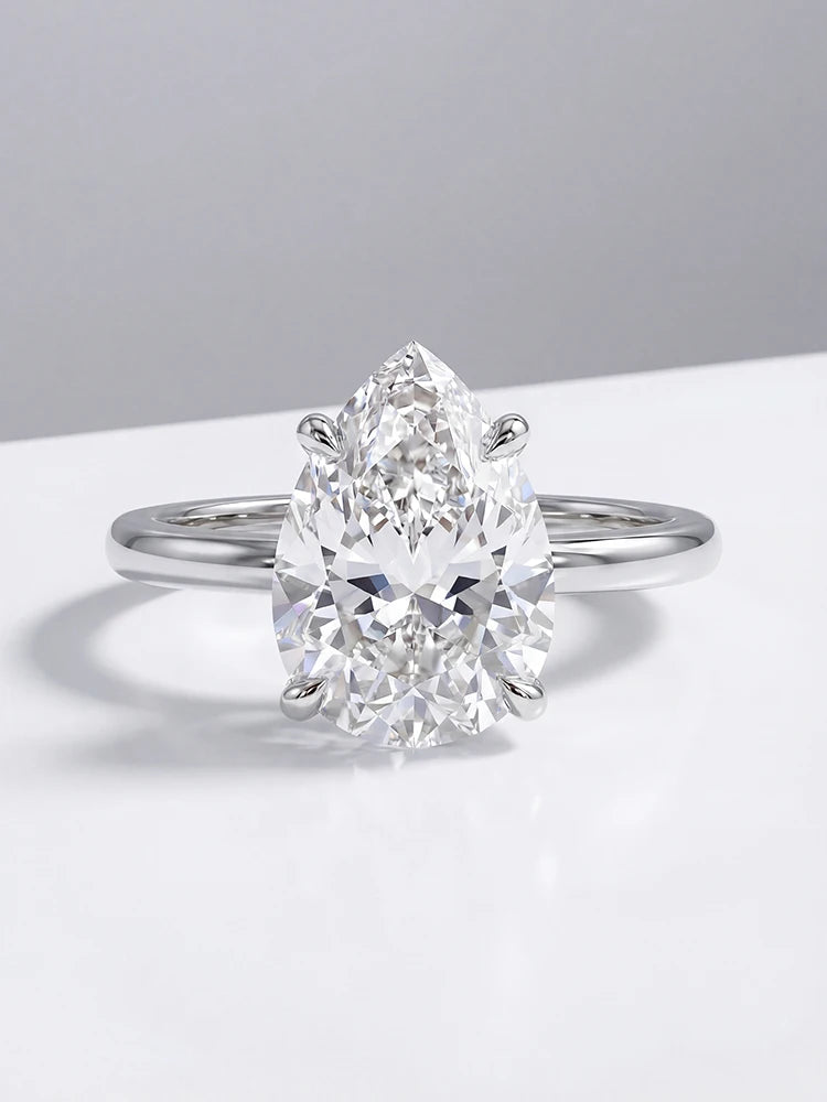 925 Sterling Silver Zircon Fashion Shiny Pear Solitaire Ring for Women Engagement Wedding Luxury High Quality Fine Jewelry