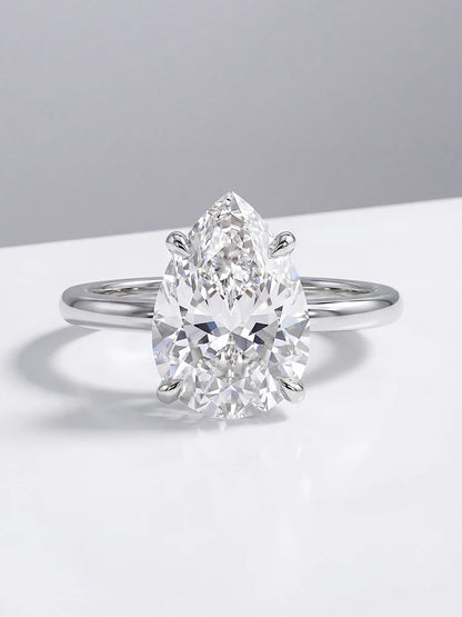 925 Sterling Silver Zircon Fashion Shiny Pear Solitaire Ring for Women Engagement Wedding Luxury High Quality Fine Jewelry