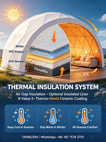 PVC Geodesic Dome Tent, Waterproof Windproof Snow Resistant Luxury Glamping Tent for Resort Hotel Outdoor Party Event Shelter
