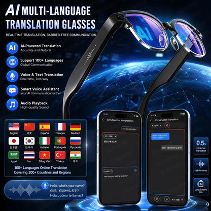 New HOT Business Smart Glasses Men 800W 4K HD Camera 1080P Shooting Action Capture AI Chat Call Waterproof Windproof Sunglasses