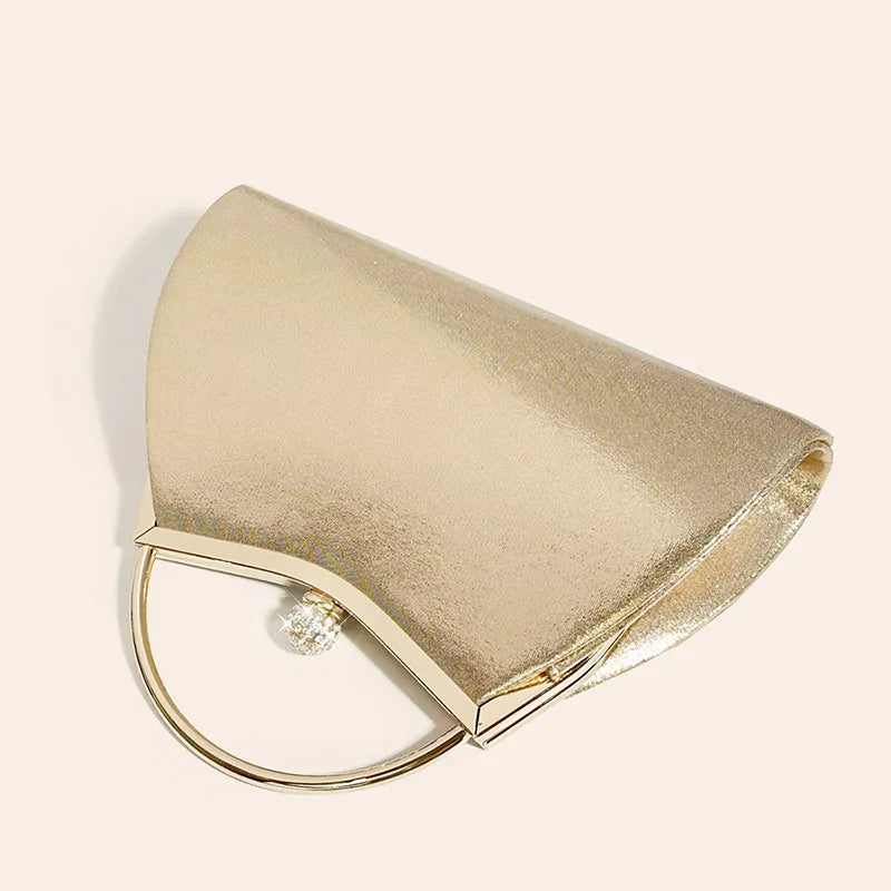 Pleated Evening Handbag Women Top Handle Glitter Day Clutch Ladies Wedding Dinner Dressed Clip Bag Diamond Party Purse Gold