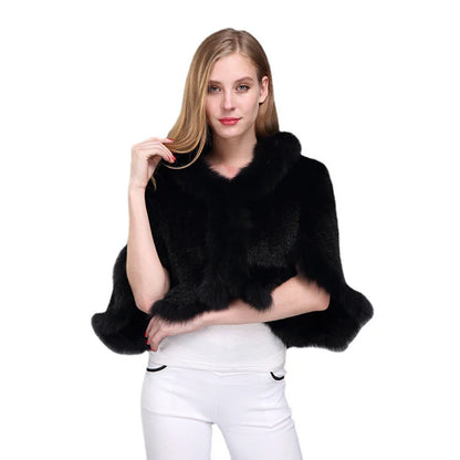 2026 New Real Natural Mink Fur Pashmina Women Fashion Knitted Mink Fur Scarf Lady Real Mink Fur And Fox Fur Collar Poncho Shawl