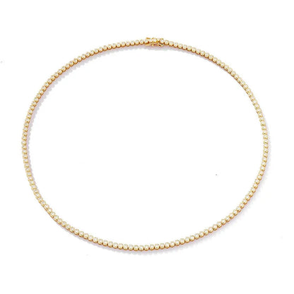 FCGJHW D VVS1 2/3mm Moissanite Tennis Necklace Bezel Setting Round Diamond GRA Pure Silver 18k Gold Necklaces for Women Men 2026