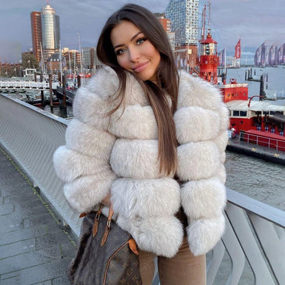 Women's Fur Coat Fox Fur Jackets for Women Clothing Natural Real Fox Fur Jacket Coats for Women Fur Jacket in Promotion