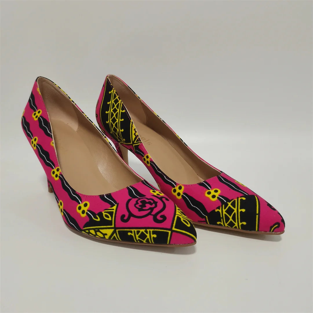 Fashion African Women Wedding Party Wax Shoes and Bag to Match Nigeria Ankara Style Print Shoes Bag Set F1110-1
