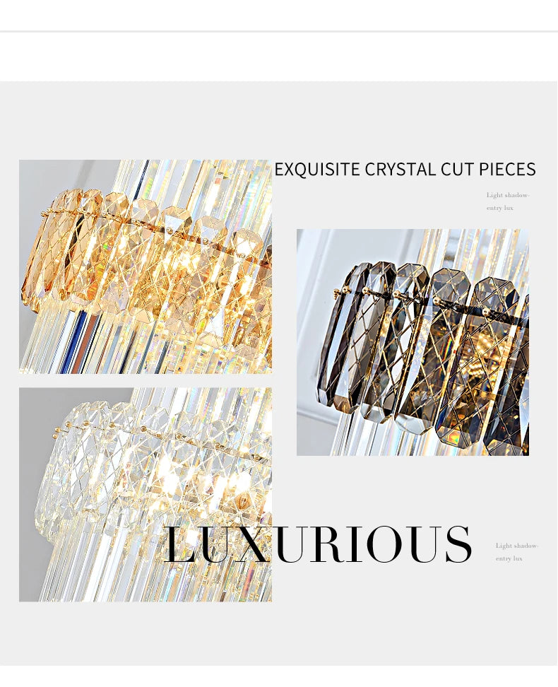 Light Luxury Large Chandelier Spiral Staircase Chandelier Luxurious And Atmospheric Duplex Villa Hotel Lobby Chandelier