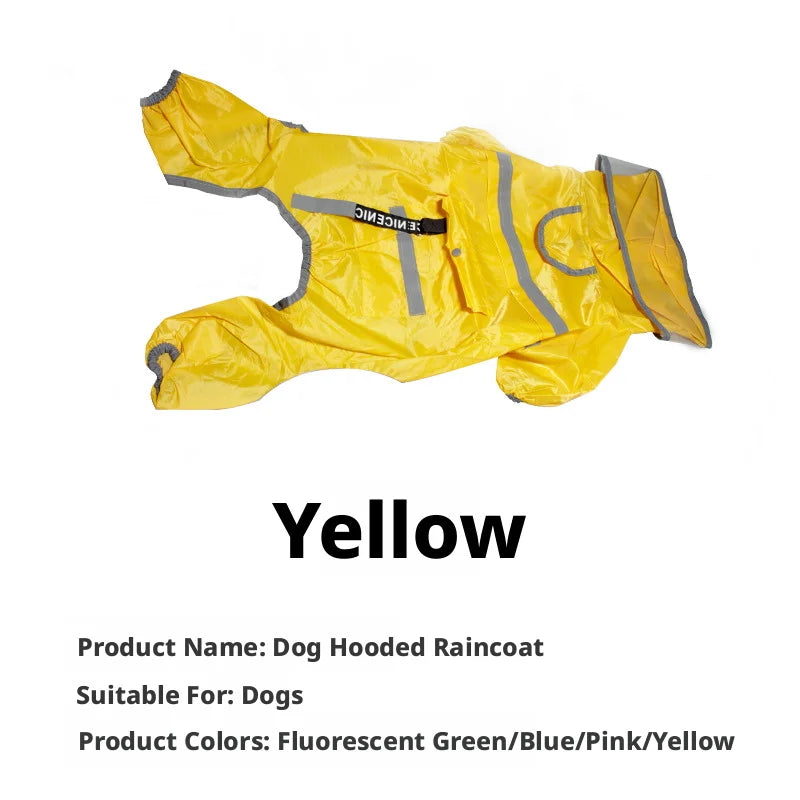 Reflective Dog Raincoat with Clear Hood, Waterproof 4-Legged Pet Rain Jacket for Small Medium Dogs