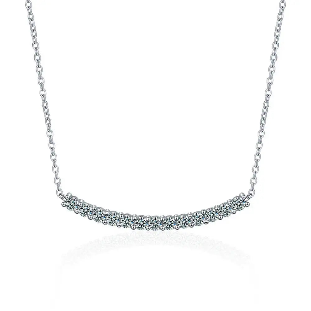 SG 0.9CT Moissanite 925 Sterling Silver Necklace For Women D VVS1 Moissanite Smile Pendant Necklace Fine Jewelry