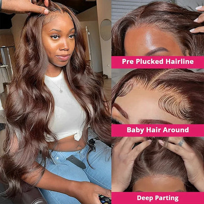 Silkwave Body Wave Chocolate Brown Lace Front Wig Brazilian 30 Inch 13x6 HD Lace Frontal Wigs For Women Colored Human Hair Wig