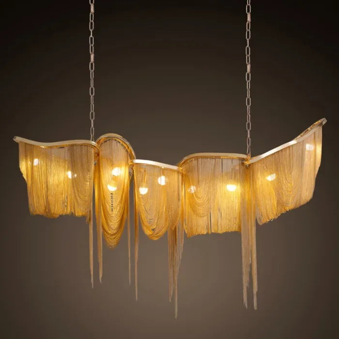 Italian Luxury Gold Tassel Chandeliers Designer Lighting Living Dining Room Decor Aluminum LED Pendant Lamp Villa Hanging Lights