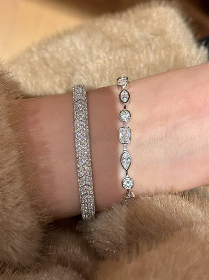 New in Irregular Exquisite Sparkling Diamonds Bracelets for Women Light Luxury Water drop Square Bracelet Party Jewelry Gift
