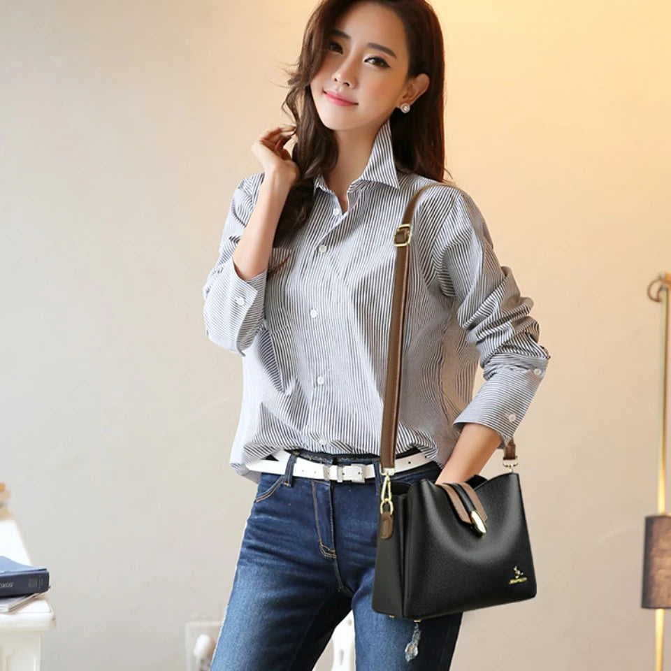 High Quality Leather Tote for Ladies Luxury Casual Women Designer Shoulder Crossbody Sac Female Worker Bolsas Handbags and Purse