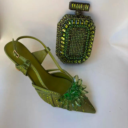 Insightlink Latest Shoes Women Luxury Rhinestone Crystal Pumps 2024 New Fashion Slippers Sandals Party Low Heels Elegant Italian