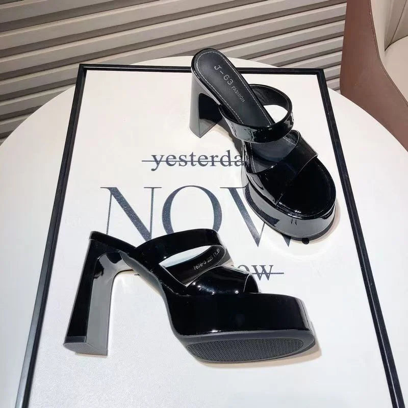 Sexy Super High Heels Women Slippers Chunky Fashion Shoes Pumps Sandals New Party Luxury Flip Flops Walking Mujer Flip Flops