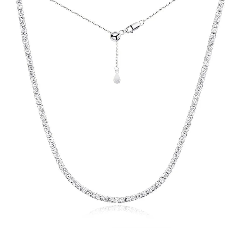 2mm D Color Moissanite Tennis Choker Necklace For Women S925 Silver 18K Gold Plated Adjustable Necklaces Chain Wedding Jewelry