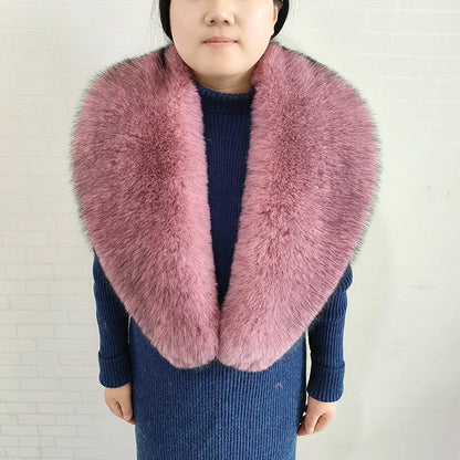 Large Women Faux Fox Fur Scarf Winter Jackets Warm Fluffy Shawl Fashion Artificial Fur Collar And Cuff Set Fluffy Scarves Female