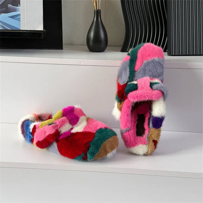 Slippers Shoes for Women 2026 Flat Real Fur Mink Slippers Soft Indoor Women's Slippers Flip Flops Woman Luxury Designer Shoes