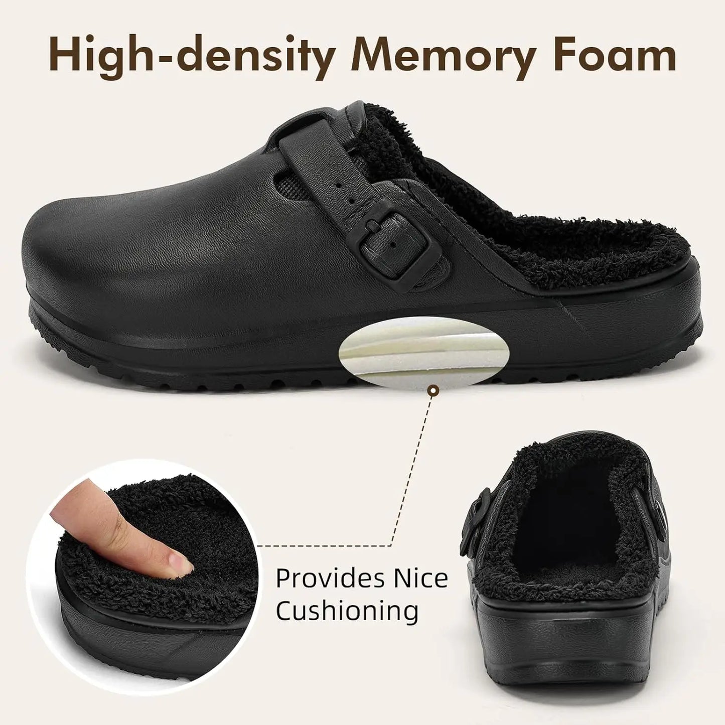 Women's EVA Plush House Slippers Adjustable Straps, Round Toe, Anti-Slip Women's Winter Shoes Suitable for Indoor Outdoor Wear