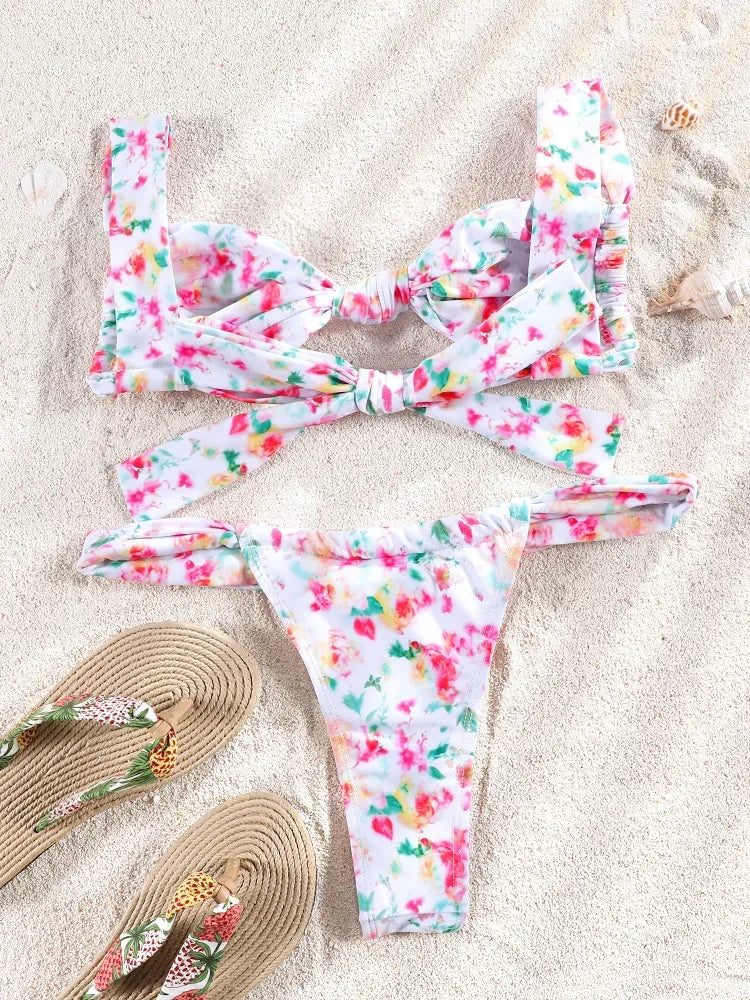 Two Piece Suit Bikinis 2026 Women Swimsuit Push Up Bathing Suit Sexy Bikinis Sets Swimwear Print Beachwear Solid Biquinis