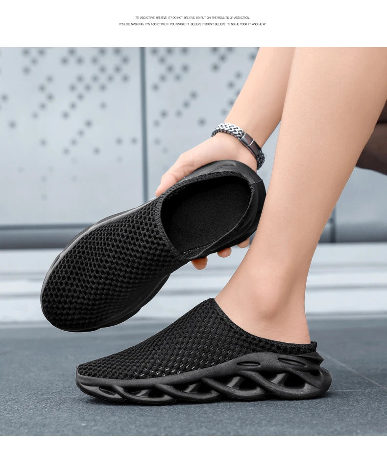 Men Slippers Summer Breathable Home Indoor Slippers Men Flats Thick Bottom Lightweight Slides Fashion Outdoor Walking Shoes