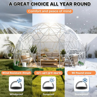 Upgraded Weatherproof Geodesic Dome Greenhouse Bubble House Camping Tent for 2-4 People, Suitable for Garden, Outdoor, and Party
