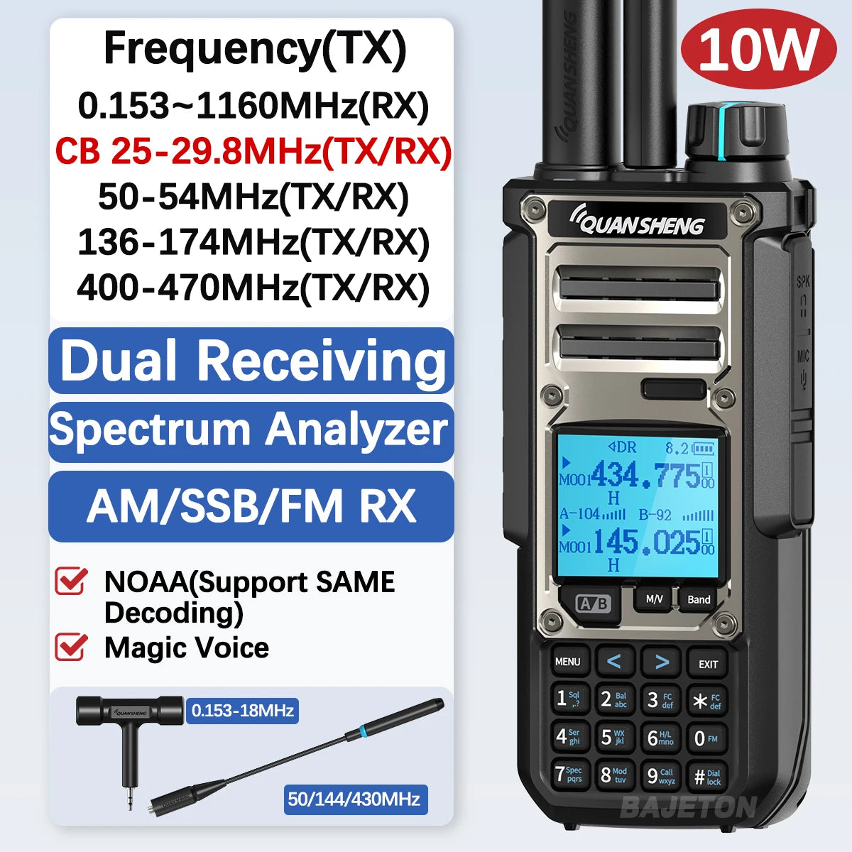 Quansheng TK11 8 Walkie Talkie 10W Dual Receiving PTT AM SSB 27MHz CB CW LSB LW MW SW Type-C NOAA for UV-K5 8 Ham Radio TK-11 5