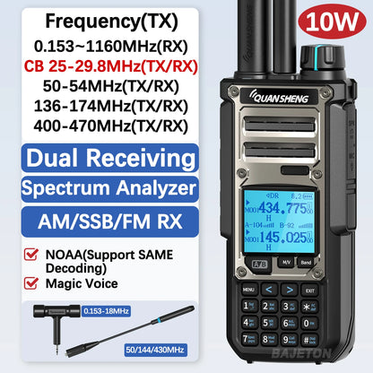 Quansheng TK11 8 Walkie Talkie 10W Dual Receiving PTT AM SSB 27MHz CB CW LSB LW MW SW Type-C NOAA for UV-K5 8 Ham Radio TK-11 5